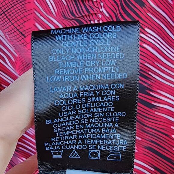 Norma Kamali Printed Surplice Faux Wrap Long Sleeve Stretch Jersey Dress Large - Picture 6 of 9